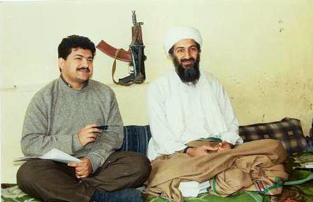 en.wikipedia.org  Pakistani journalist Hamid Mir interviewing Osama bin Laden in Kabul in 1997