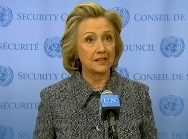 Clinton, before her official announcement, speaking to the media at the United Nations Headquarters regarding her use of a private email server en.wikipedia.org 